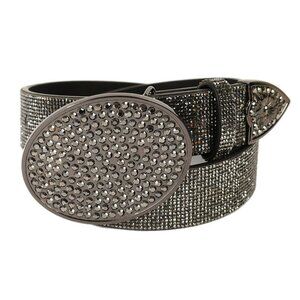 Idyllwind Womens Black Gunmetal Lovell Rhinestone Belt With Oval Buckle Small